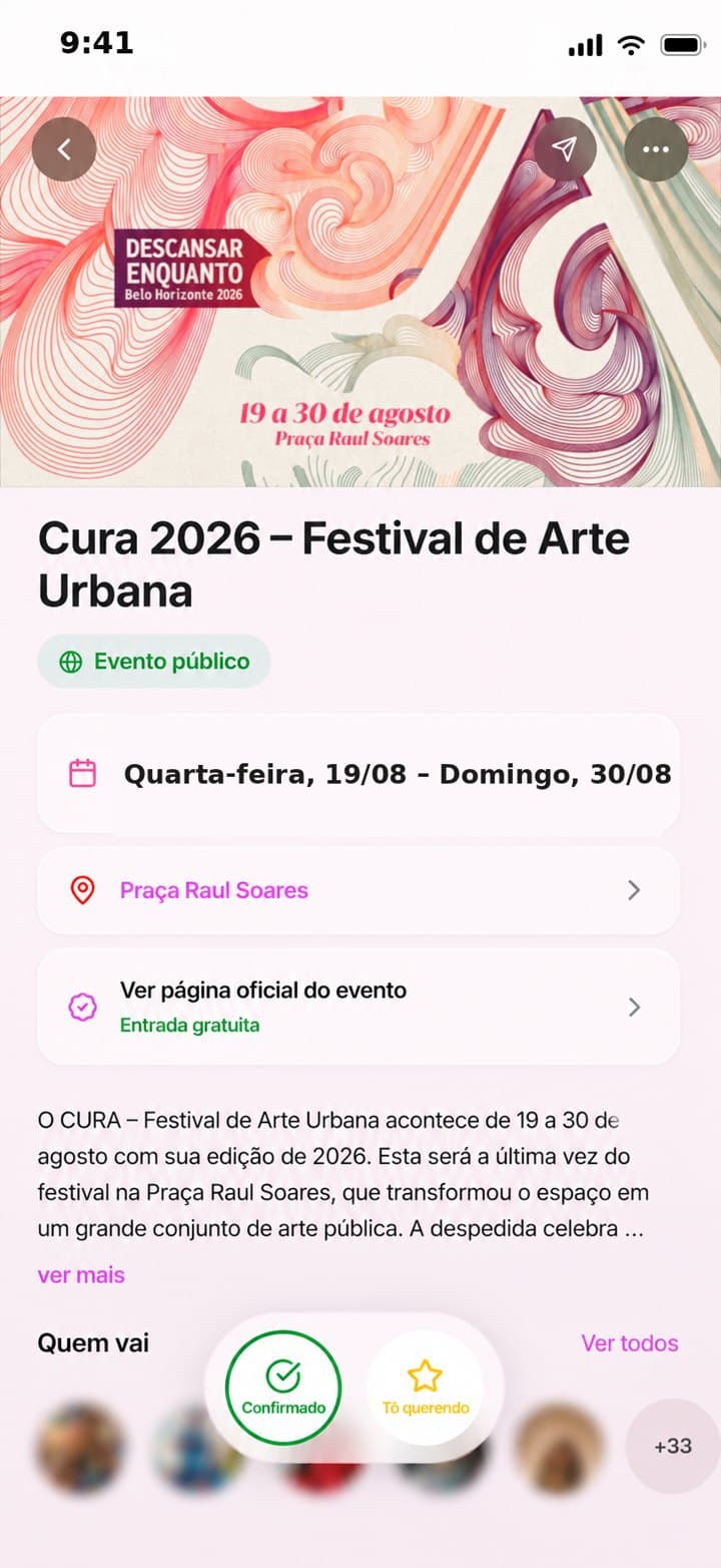 página de um rolê no weave, com quem vai